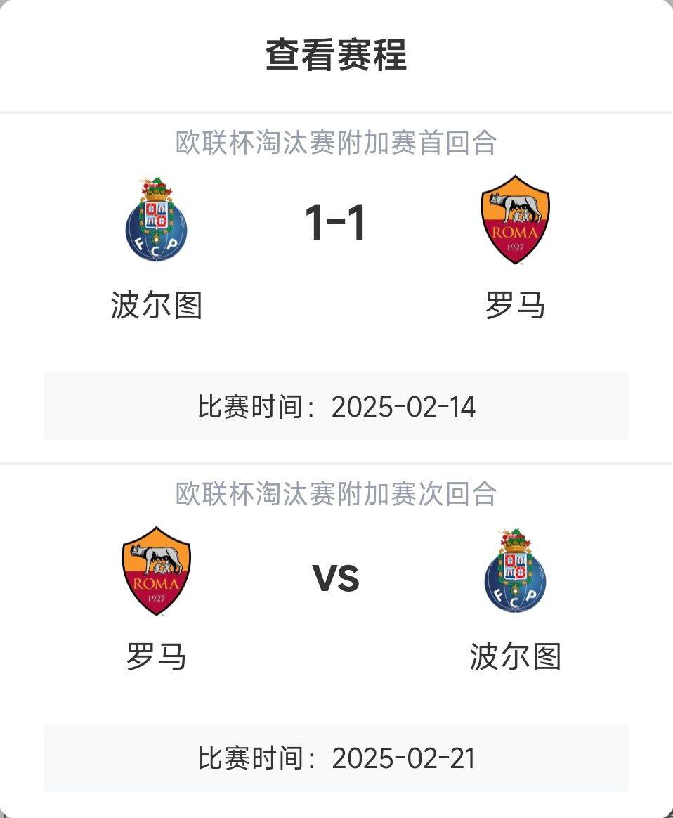  羅馬頂?shù)米?？意甲歐戰(zhàn)8隊(duì)3隊(duì)直通4隊(duì)出局，羅馬首回合1-1波爾圖