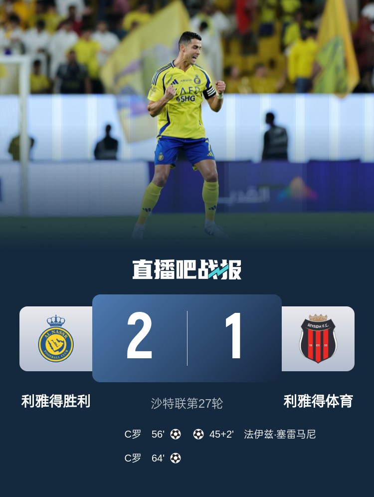  利雅得勝利達成沙特職業(yè)聯(lián)賽900球里程碑，僅少于新月